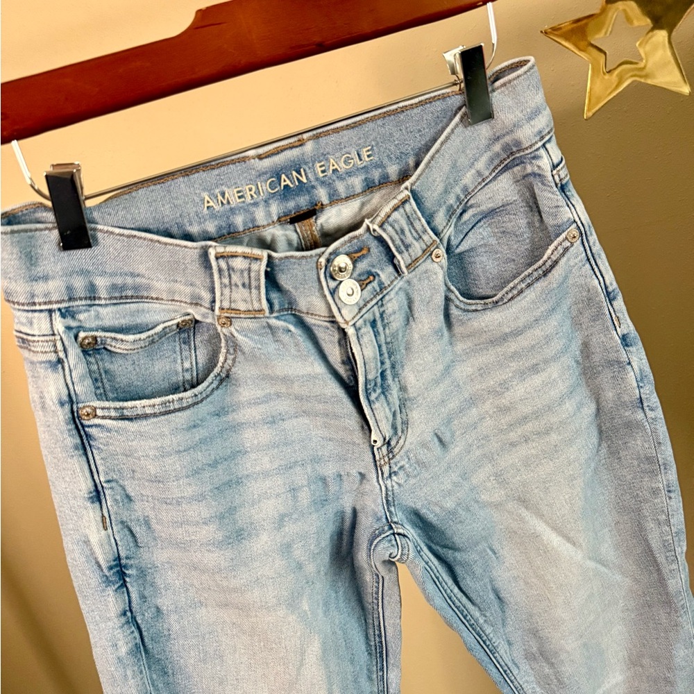 American Eagle Outfitters Light Blue Boot Cut Jeans 90s Skinny Kick - Picture 3 of 8